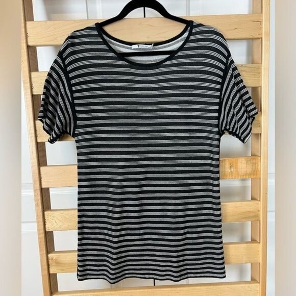 T ALEXANDER WANG Black & White Striped TEE Size Medium - Picture 7 of 7